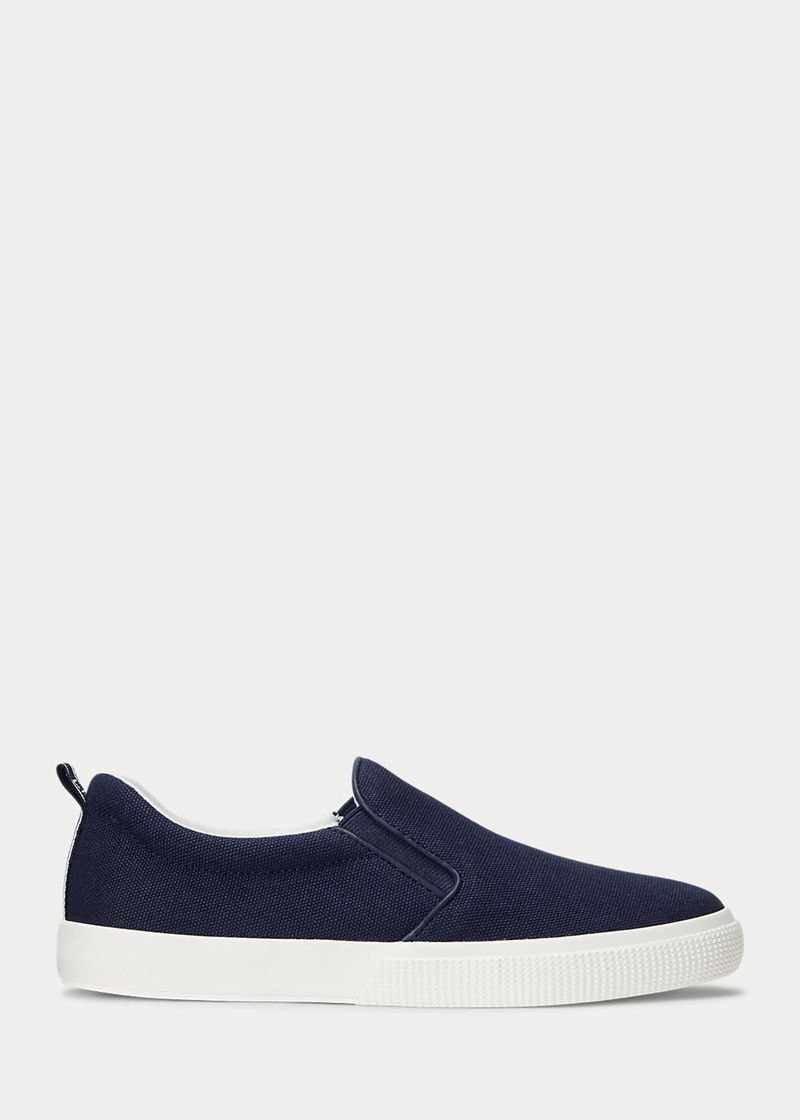 Zapatillas Lauren Mujer Haddley Lona Slip-On Chile Azul Marino EJLQF-8137